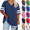 thumbnail image 1 of Clearance Under 10$! Summer Plus Size Shirts for Womens 2025 V-neck Short Sleeved Solid Summer Base Shirt Sports T-shirt, 1 of 4