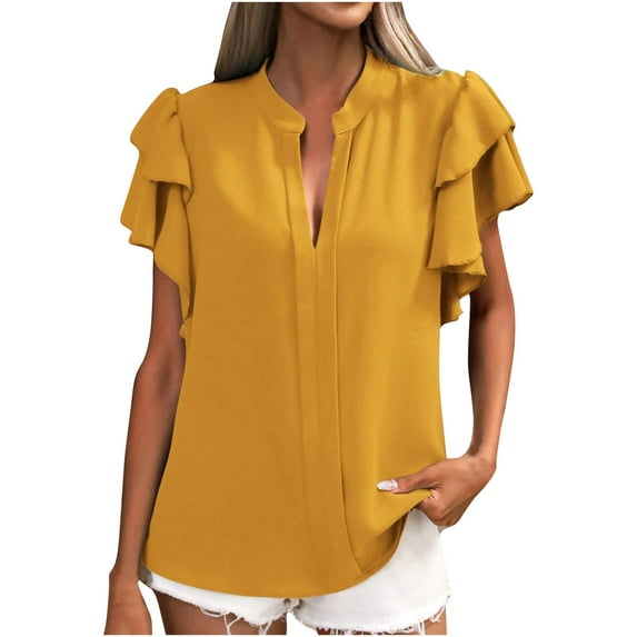 Summer Plus Size Tops for Womens 2025 Fashion Short Sleeve V Neck Sexy Casual Tops Regular Blouse Tops