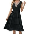 thumbnail image 1 of Summer Sundresses for Women 2024 Plus Size Casual Spring Sleeveless V-Neck Knee-High Dress, 1 of 8