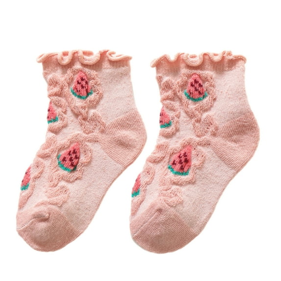 Clearance Under 10$! Summer Wooden Ear Loose Mouth Socks Baby Cotton Socks Baby Fruit Shape Socks Children Breathable Mesh Socks