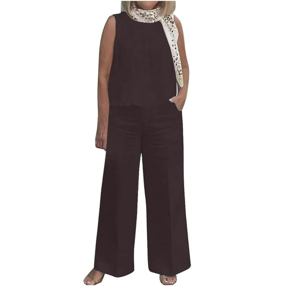 Summer Plus Size Casual Fshion Two Piece Sets For Women Solid Color Round Neck Short Sleeve And Pants Sets With Pockets