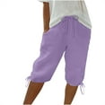 thumbnail image 1 of Suumer Plus Size Shorts for Womens Fshion Solid Color Casual Capris, 1 of 7