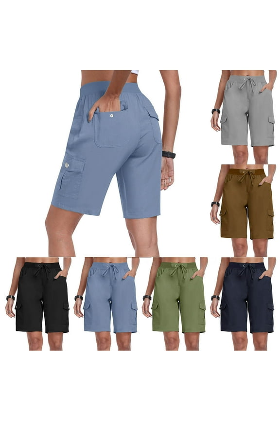 Clearance Under 10$! Suumer Plus Size Shorts for Womens Fshion With Pockets Loose Casual Dressy Lightweight Baggy Cargo For Hiking