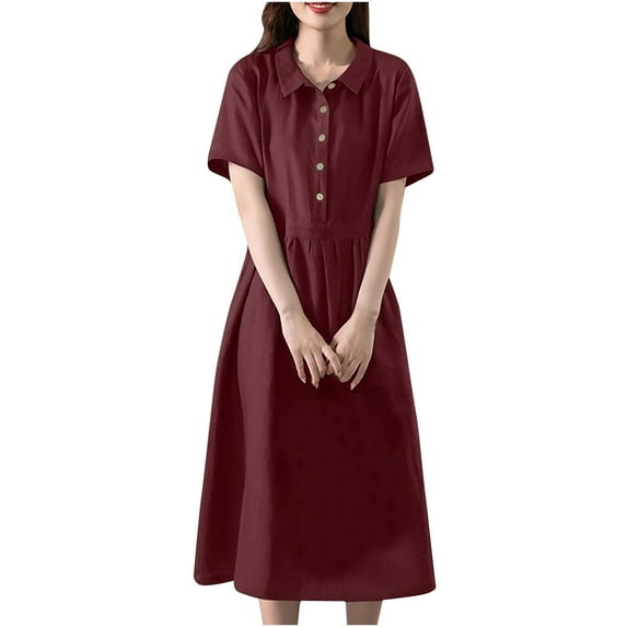 Summer Plus Size Skirts for Womens Fshion Causal Rounk Neck Short Sleeve Vacation Pocket