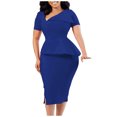 thumbnail image 1 of Suumer Plus Size Skirts for Womens Fshion Color V Neck Temperament High Waisted Commuting Pencil, 1 of 6