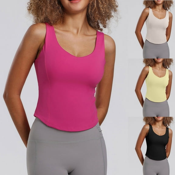 Summer Plus Size Tops for Womens Fshion Sleeveless Solid Round Neck Solid Ladies