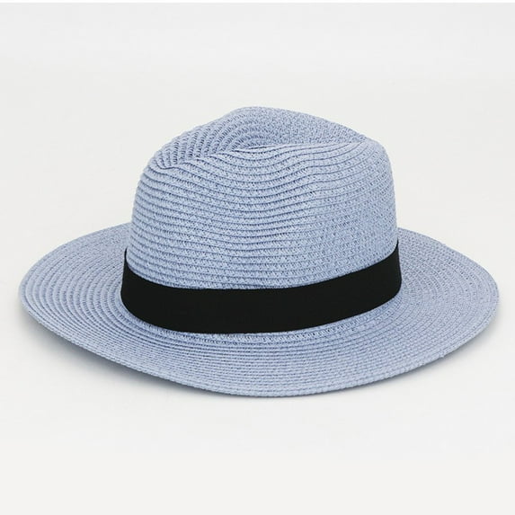 Clearance Under $10 TMOYZQ Outdoor Sun Protection for Women Men Beach Cowboy Hat Spring Summer Shade Solid Color Straw Hat Lightweight Jazz Caps