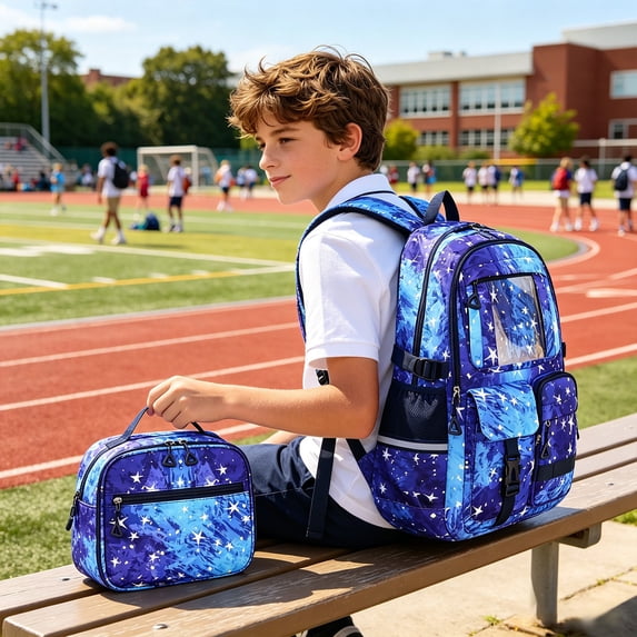 Clearance Under $10! Three Piece Backpack Set In Blue Hiking Backpack Daypack
