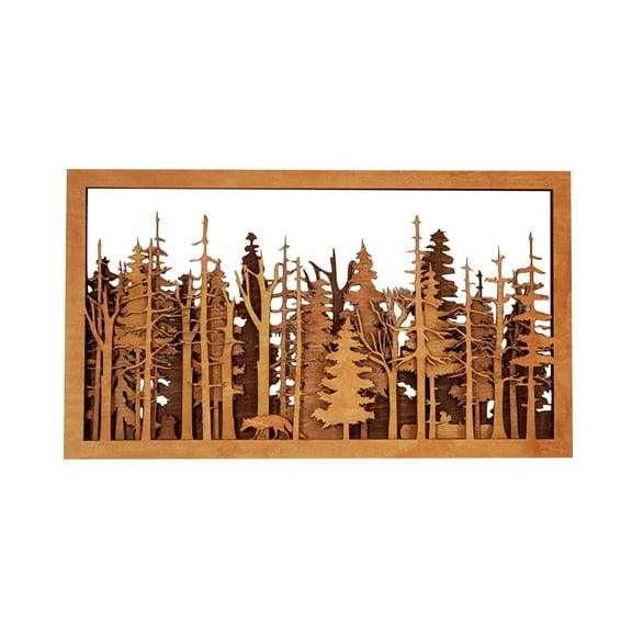 Clearance Under $10 Wall Art - Forest Nature Trees Wilderness Multilayer Fireplace Cottage Outdoors Landscape A