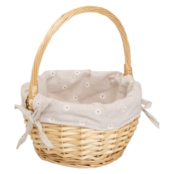Clearance Under $10 | Wicker Picnic Basket - Handwoven Storage Basket with Removable Liner, Folding Handle, for Outdoor and Home
