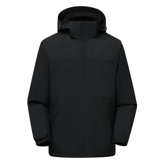 Windproof Plus Size Winter Warm Coats for Womens Solid Color Rain Jacket Outdoor Hooded Raincoat Windproof Top