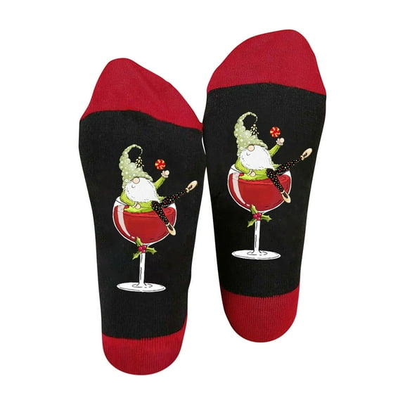 Clearance Under 10$! Winter Cotton Socks For Men And Women Personalized Red Wine Cup Casual Mid Tube Socks Ins Fashion Colored Breathable Socks
