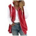 thumbnail image 1 of Winter Warm Fashion Faux Zip Up Hooded Jackets for Womens Fashion Plus Size Sleeveless Coat Warm Jackets Outerwear With Pockets, 1 of 5