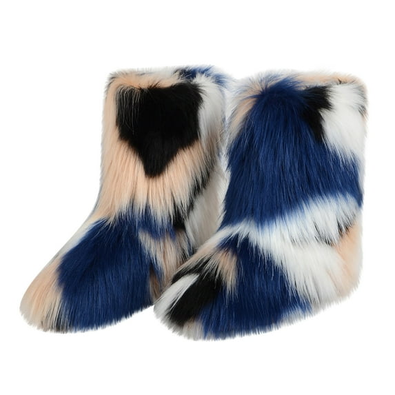 Clearance Under 10$!Winter Warm Snow Boots for Women Plus Size Colorful Imitation Snow Boots