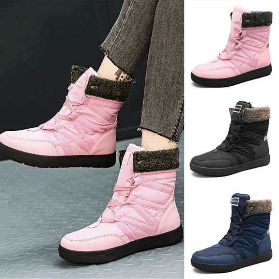 Clearance Under 10$!Winter Warm Snow Boots for Women Plus Size Cotton Shoes Short Hair Warm Shoes High-top Snow