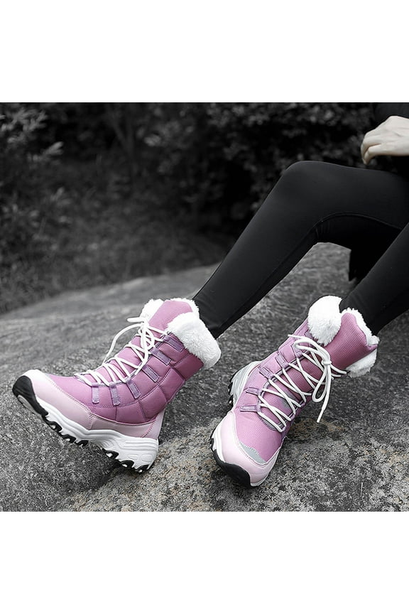 Winter Warm Snow Boots for Women Plus Size Cotton Thick Cotton Thick-soled Sponge Cake Middle Tube Snow