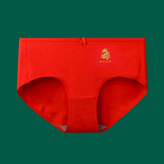 Clearance Under $10 Women Underwear Cotton, Women's Red UnderwearSeamless Mid-waist Elastic Cotton Briefs For Women