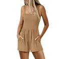 thumbnail image 1 of Clearance Under 10$! Women's Solid Color Stylish Pocket Strap Romper Comfortable Casual Wide Leg Romper Shorts with Pockets 2025 Clothes, 1 of 4