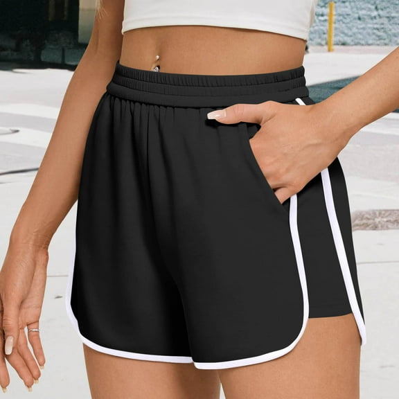 Clearance Under $10 Womens Shorts, Xunlbb Women's Loose Solid Color Shorts Thin Casual Shorts Sports Wearable Shorts Elastic Waist