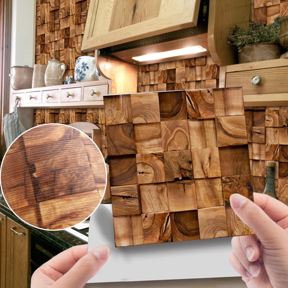 Clearance Under $10 Wood Grain Tile Sticker Retro Brick for Floor Wall Home Decor,20PCS,Multicolor