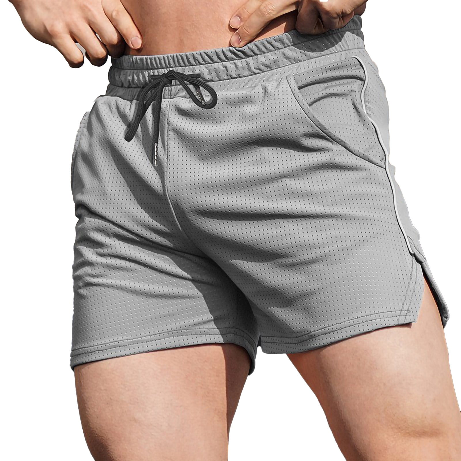 Mens Sweat Shorts Inch Mens Pocket Elastic Waist Solid Color