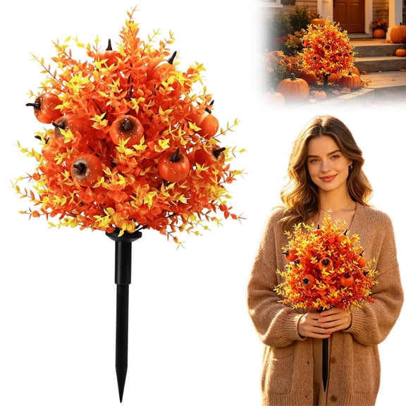 Clearance Under $15.16 Thanksgiving Yard Stake Decoration, Pumpkin Field Tree Ornament, Outdoor Garden Holiday Scene Prop, A