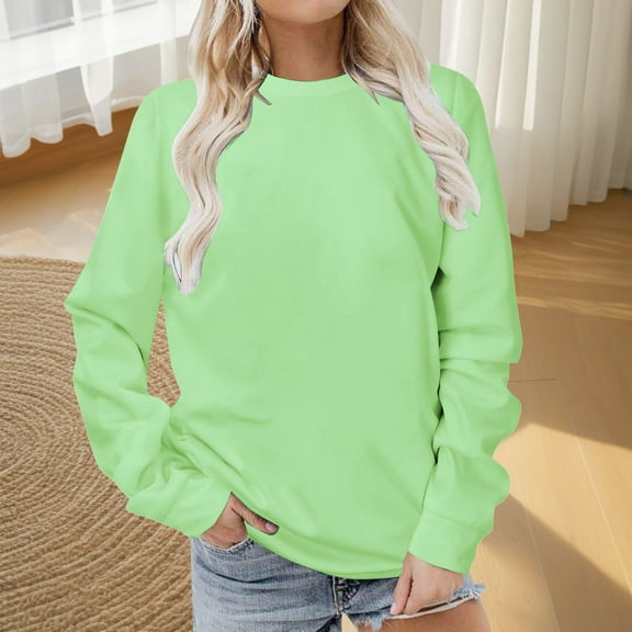 POROPL Womens Sweatshirt Plus Size Long Sleeve Crew Neck Sweatshirt Pullover Tops Sky Blue L