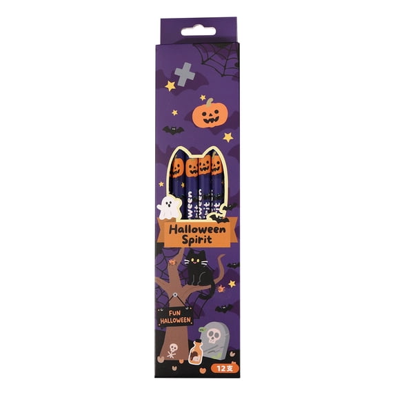 Clearance Under $2! 12PCS Halloween Pencils with Eraser, Themed Writing Pencils for Gifts & Party Favors, Wood, (One Size, C)