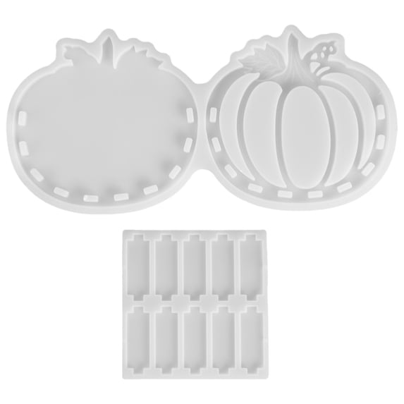 Clearance Under $2.2! 1SET 2-Piece Hollow Pumpkin Silicone Mold, DIY Resin Casting for Halloween Decor, Silica gel, (One Size, A)