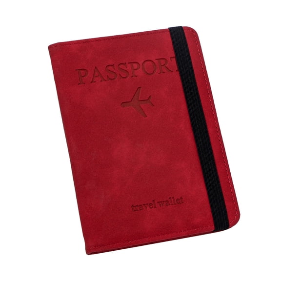 Clearance Under $2.24! 1PC Travel Passport Wallet, RFID-Blocking PU Leather Cover with Card Slots, PU, for International Travel, (One Size, Red)