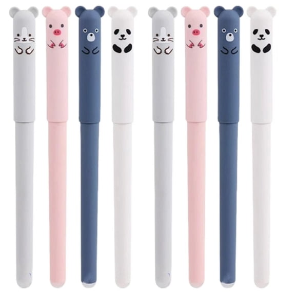 Clearance Under $2.4! 1 Set of 8 Erasable Rolling Ball Pens, 0.5mm Fine Point Retractable Pens with Eraser, Smooth Writing Refillable Gel Pen Set