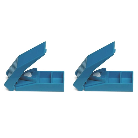 Clearance Under $2.46! 2 Pack Adjustable Pill Cutter, Tablet Splitter for Small and Large Pills - Portable (Blue, One Size)
