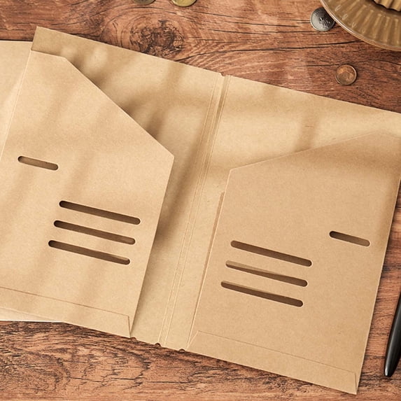 Clearance Under $2.5! Kraft Paper Folder Portable Folders With Prongs Expanding File Folders