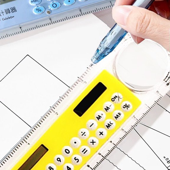 Clearance Under $2.5! Measurable Angle Ruler Calculator Yellow Geometry Set Straight Ruler