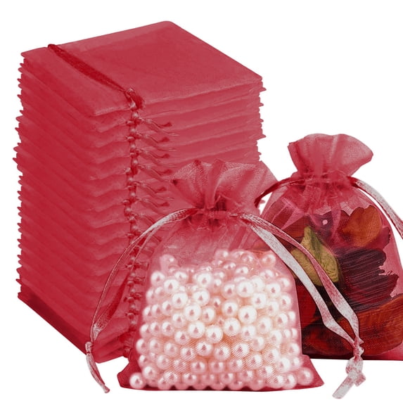 Clearance Under $2.56! Organza Drawstring Bags 100Pcs 7x9cm Wine Red