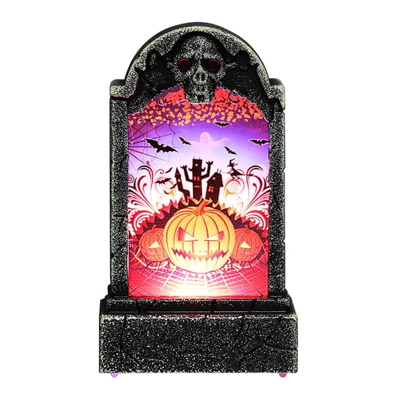 Clearance Under $2.59! 1 Pack Mini LED Glowing Tombstone Lamp, Halloween Skull Cemetery Decor, for Party Haunted House