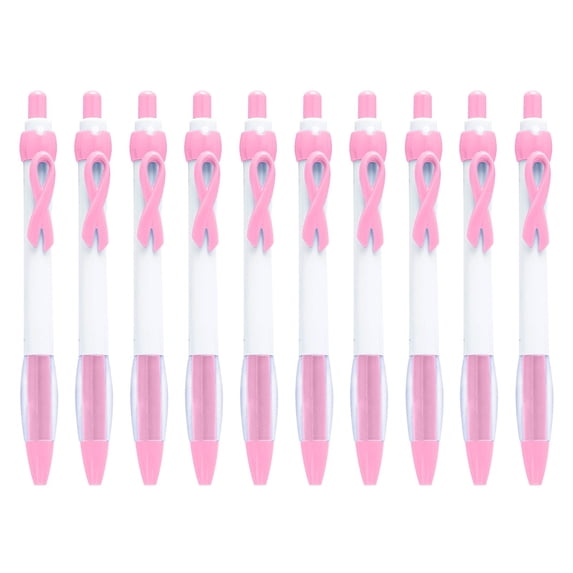 Clearance Under $2.64! 10PCS Ribbon Awareness Pens, Retractable Gel Roller Pens with Pink Ribbon Design, Plastic, for Gifting & Events, (13cm, Pink)