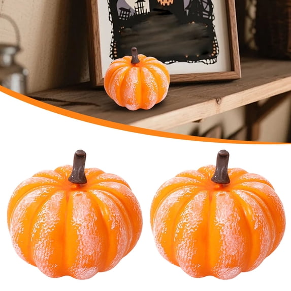 Clearance Under $2.69! 3 Pack White-Orange Artificial Pumpkins with Natural Texture, Fall Halloween Decor