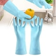 thumbnail image 1 of Clearance Under $2.74! 1 Pair Heavy-Duty Rubber Gloves, Waterproof Kitchen Cleaning Gloves (E, B), 1 of 8