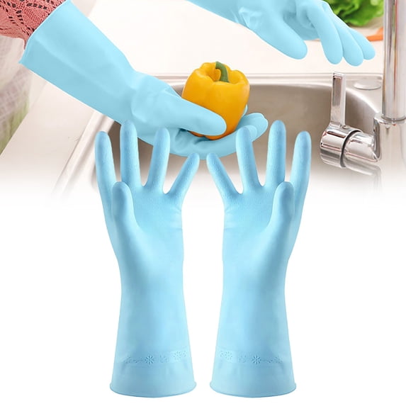 Clearance Under $2.74! 1 Pair Heavy-Duty Rubber Gloves, Waterproof Kitchen Cleaning Gloves (E, B)