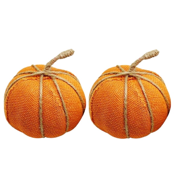 Clearance Under $2.86! 2 Pack Plaid Fabric Artificial Pumpkins, Burlap Covered Foam Pumpkins, Fall Wedding Thanksgiving Halloween Decor