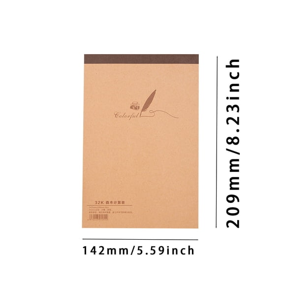 Clearance Under $2.99! 1PC Blank Note Paper Pad, 60-Sheet Sketchbook for Drawing & Drafting, Paper, for Artists & Designers, (25.5x17.5cm, Kraft)