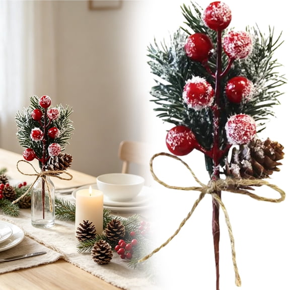 Clearance Under $2! Holiday Decorative Twig Picks Frosted Branch with Pod Clusters for Vase Display
