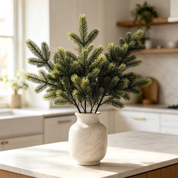 Clearance Under $2 Long Flocked Pine Branch 24.4in for Christmas Wreath and Garland Making