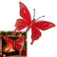 thumbnail image 1 of Clearance Under $2 Red Butterfly Ornament, 3D Glitter Gem Hanging Decor, 1PC, 16.5x12.5cm, Tree Wreath, Red (D), 1 of 5