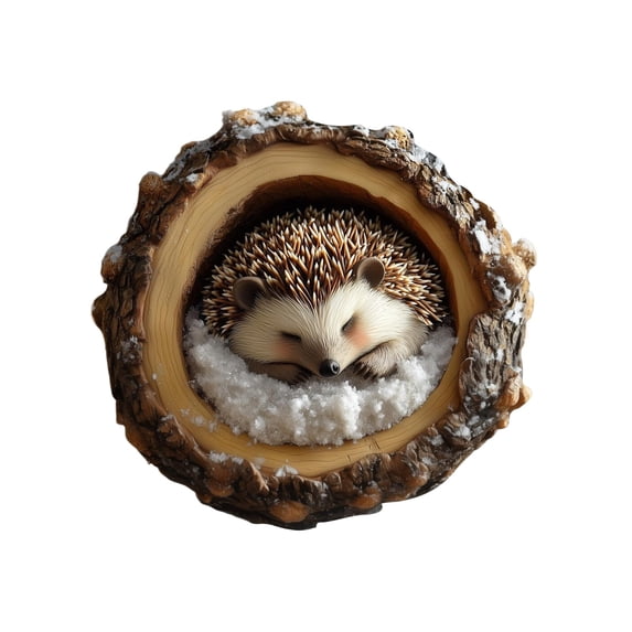 Clearance Under $2 Sleeping Hedgehog Christmas Ornament, 2D Acrylic Cute Animal Hanging Decor for Tree Wreath and Holiday Display, Style A