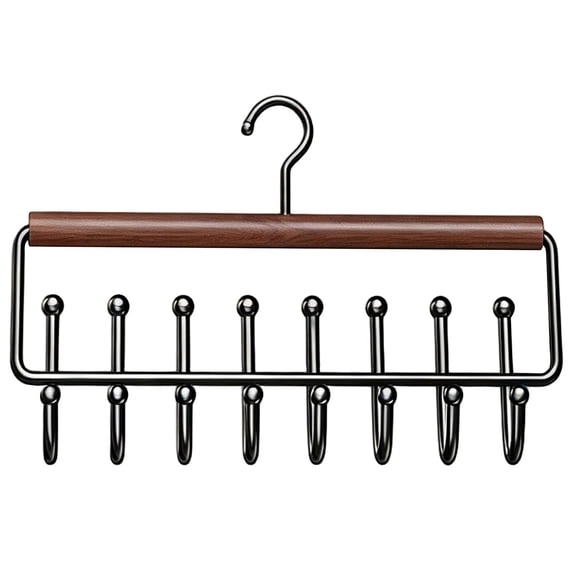 Clearance Under $2 Wooden Tie and Belt Hanger, Rotating Hook Organizer for Closet and Wardrobe Style A