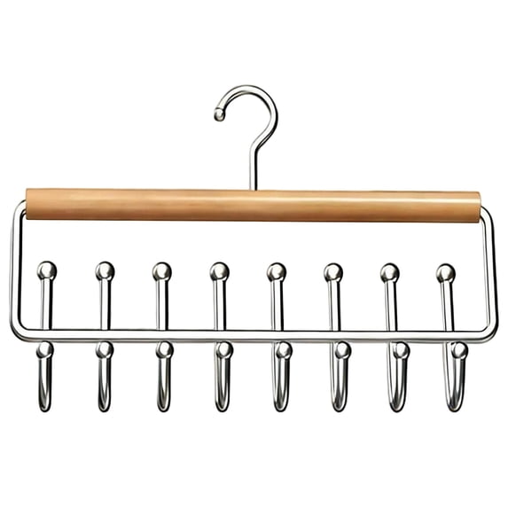 Clearance Under $2 Wooden Tie and Belt Hanger, Rotating Hook Organizer for Closet and Wardrobe Style B