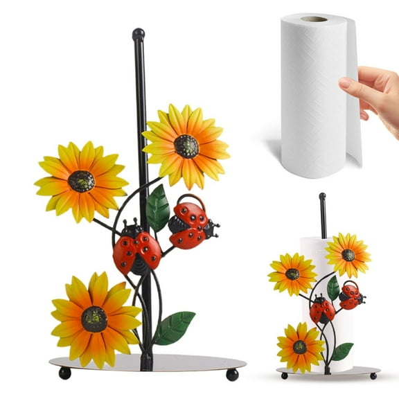 Clearance Under $20 Countertop Metal Paper Towel Holder Flowers Christmas Vertical Tissue Holder Rack Kitchen Roll Paper Stand Organizers