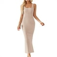 thumbnail image 1 of qolati Summer Dresses for Women 2024 Sleeveless Bodycon Long Maxi Dress Square Neck Ribbed Knitted Tank Sweater Dress, 1 of 5